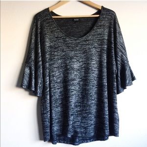 Dark Grey Marled Ruffle-Sleeve Sweater